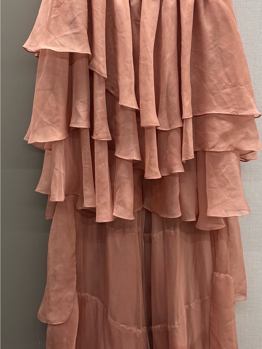 Dusty Pink Ruffled High-Low V-Neck Dress - Picture 3 of 5